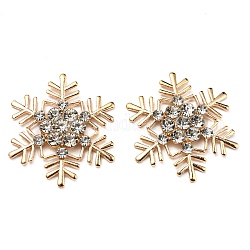 Cabochons Diamante de imitación de la aleación, Navidad, copo de nieve, la luz de oro, 50x43x6.5mm