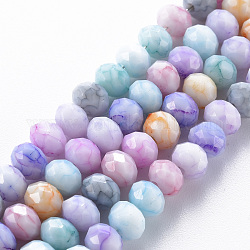 Cuisson opaque de perles de verre peintes, pierres d'imitation, facette, rondelle, colorées, 6x5mm, Trou: 1mm, Environ 80~81 pcs/chapelet, 14.76 pouce ~ 14.96 pouces (37.5~38 cm)