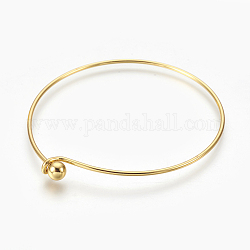 Brass Bangle Making, End with Removable Round Beads, Golden, 2-3/8 inch(6.1cm)x2-5/8 inch(6.7cm)