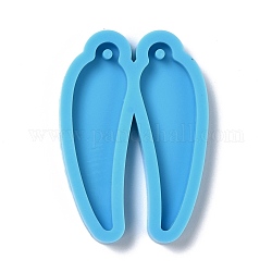 DIY Pendant Silicone Molds, for Earring Making, Resin Casting Molds, For UV Resin, Epoxy Resin Jewelry Making, Wing, Deep Sky Blue, 43x30x4mm, Hole: 2mm, Inner Diameter: 38x11mm