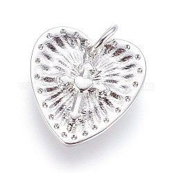 Pendenti in ottone impostazioni di strass, cuore con croce, platino, fit: strass 0.6mm, 16x14x2mm, Foro: 3.5 mm