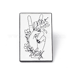 Rectangle Tarot Card Enamel Pin, Electrophoresis Black Alloy Brooch for Backpack Clothes, Flower Pattern, 39x25x1.5mm, Pin: 1mm