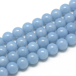 Natural Angelite Beads Strands, Anhydrite Beads, Round, 8mm, Hole: 1mm, about 50pcs/strand, 15.7 inch(39.8cm)