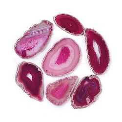 Ciondoli agata naturale , fette agata, colorato e riscaldato, pepite, rosso viola medio, 48~105x39~68x4~7mm, foro: 2~2.5mm, circa 25pcs/1000g