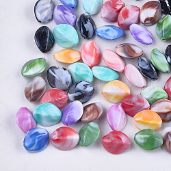 Perles acryliques, style de pierres fines imitation, deux tons, oeil de cheval, couleur mixte, 16x13x7.5mm, trou: 1.6 mm, environ 745 pcs / 500 g