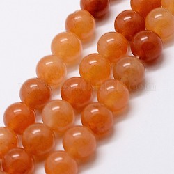 Chapelets de perle d'aventurine rouge naturel, ronde, 6mm, Trou: 1mm, Environ 61 pcs/chapelet, 15 pouce