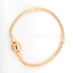 Laiton européen bracelets de style pour la fabrication de bijoux, or clair, 180x3mm