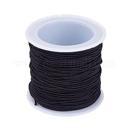 Cuerda elástica, negro, 1mm, alrededor de 22.96 yarda (21 m) / rollo