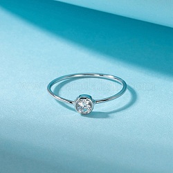925 тонкие серебряные кольца с родиевым покрытием, женское кольцо с камнем из кубического циркония, со штампом s925, Реальная платина, 1~4.5 мм, размер США 8 (18.1 мм)