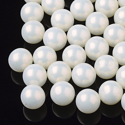 Perles d'imitation perles en plastique ABS, Style mat, pas de trous / non percés, ronde, beige, 8mm, environ 2000 pcs / sachet 
