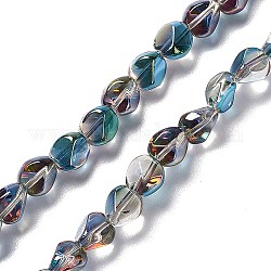 Chapelets de perles en verre électroplaqué, demi arc-en-ciel plaqué, pépites, gris ardoise foncé, 7x6.5x6mm, Trou: 0.9mm, Environ 90 pcs/chapelet, 24.41 pouce (62 cm)