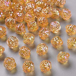 Abalorios de acrílico transparentes, color de ab, flor, naranja, 11.5x11.5mm, agujero: 1.8 mm, aproximamente 780 unidades / 500 g