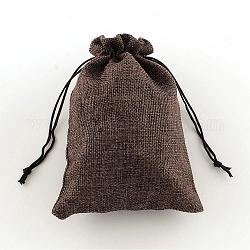 Мешки мешка шнурка упаковки мешка мешка имитационные полиэфирные, кокосового коричневый, 18x13 см