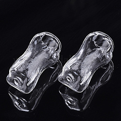 Halbmanuelle mundgeblasene Glasflaschen, für DIY Glas Fläschchen Anhänger Charms, Würfel, Transparent, 29.5~31x13~14x13~14 mm, Halb Loch: 1.5 mm