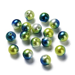 Cuentas de perlas de imitación de plástico ABS del arco iris, gradiente de perlas de sirena, redondo, azul oscuro, 4x3.5mm, agujero: 1.2 mm, aproximamente 18000 unidades / 500 g
