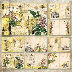 Einklebebuchpapier mit Blumenmotiv, für DIY Album Sammelalbum, Hintergrundpapier, Tagebuch Dekoration, Farbig, 210x145 mm, 8 Stil, 1pc / style, 8 Stück / Set