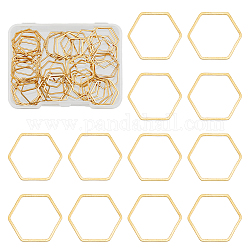 Dicosmetic 50pcs 201 anillos de unión de acero inoxidable, hexágono, dorado, 18x16x1mm