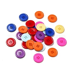 Botones de resina, teñido, plano y redondo, color mezclado, 28x3mm, agujero: 2 mm, 98 unidades / bolsa