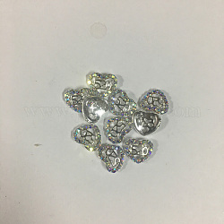 Cabochons Diamante de imitación de la aleación, Accesorios de decoración de uñas para el día de San Valentín., sin plomo y cadmio, corazón con número 520, plata, crystal ab, 8.5x9.5x2.5mm