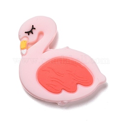 Silicone Focal Beads, Flamingo, Pink, 30x28x5mm, Hole: 2.5mm