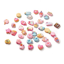 Opaque Resin Snack Adhesive Back Cartoon Stickers, Ice Cream Donut Biscuits Cake Decals for Kid's Art Craft, Mixed Shapes, 11~26x13~20x4~9mm