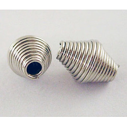 Eisenfederperlen, Spule Perlen, Platin Farbe, ca. 9 mm lang, 6 mm breit, Bohrung: 2 mm