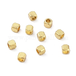 201 Stainless Steel Beads, Cube, Real 18K Gold Plated, 2x2x2mm, Hole: 1mm