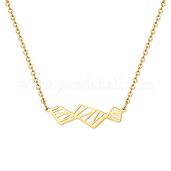 Colliers avec pendentif trapèze creux en acier inoxydable pour femmes, véritable 18k plaqué or, 17.72 pouce (45 cm)