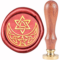 CRASPIRE Moon Wax Seal Stamp Celtic Knot Sealing Wax Stamps Stars 30mm Retro Vintage Removable Brass Stamp Head with Wood Handle for Wedding Invitations Halloween Christmas Thanksgiving Gift Packing
