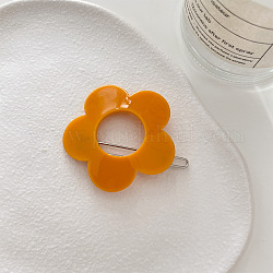 Acryl-Haarspangen, Haarnadel mit Froschschnalle für Damen, Mädchen, mit Metallclip, Blume, orange, 45 mm