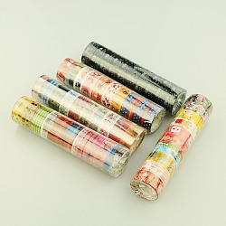 Cartoon Transparent Adhesive Tape, Mixed Color, about 15mm wide, 3m/roll, 10 rolls/group