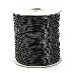 Waxed Polyester Cord, Bead Cord, Black, 1.5mm, about 169.51~174.98 Yards(155~160m)/Roll