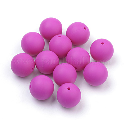 Food Grade Eco-Friendly Silicone Beads, Round, Camellia, 12mm, Hole: 2mm