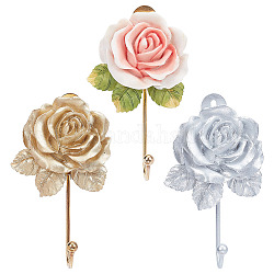 Nbeads 3 шт. настенные крючки для цветов из смолы, 3 цвет, декоративный крючок для халата, красивые крючки в форме розы для подвешивания шарфа, сумки, пальто, ключей, сумки, полотенца, шляпы