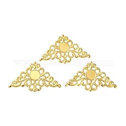 Base del conector de cabujón hierro, adornos de metal grabados, flor triangular, dorado, Bandeja: 14 mm, 47x78.5x1mm, agujero: 1.4 mm