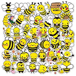 50 шт. самоклеящиеся наклейки с изображением пчел из ПВХ, водонепроницаемые наклейки с насекомыми для декоративных подарков на вечеринке, желтые, 60~70 мм