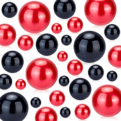 Perle di perle imitazione plastica abs, Senza Buco, tondo, rosso, 10~30mm, 148 pc / set