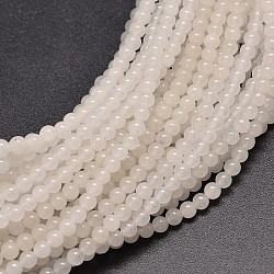 Natural White Jade Round Bead Strands, 4mm, Hole: 1mm, about 88pcs/strand, 14.5 inch