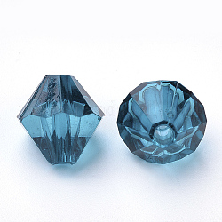 Transparente Acryl Perlen, Doppelkegel, blaugrün, 4x4 mm, Bohrung: 1.2 mm, ca. 680 Stk. / 20 g