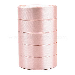 Односторонняя атласная лента, Полиэфирная лента, розовые, 1 дюйм (25 мм) в ширину, 25yards / рулон (22.86 м / рулон), 5 рулоны / группа, 125yards / группа (114.3 м / группа)