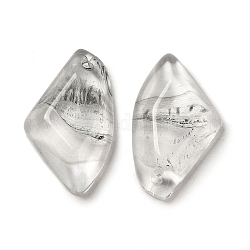 Ciondoli di vetro trasparente, ciondoli ad ala sfaccettata, grigio chiaro, 32.5x19x6.5mm, Foro: 1.6 mm
