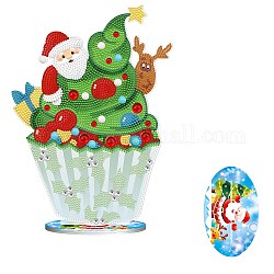 Diy рождественская тема дисплей декор наборы для алмазной живописи, включая пластиковую доску, смола стразы, ручка, поднос тарелка и клей глина, мороженое, 290x210x80 мм