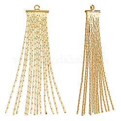 Beebeecraft 1 Box 10Pcs Tassel Charm 18K Gold Plated Brass Coreana Chain Dangle Tassel Earring Pendants for Jewelry Making Supplies