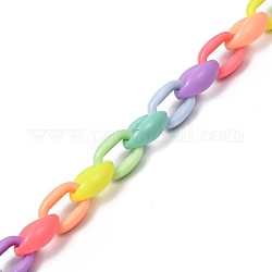 Cadenas de cable de acrílico hechas a mano, para la fabricación de cadenas de bolsos, colorido, 16x11x6.5mm, 39.37 pulgada (1 m) / hebra
