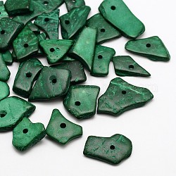 Dyed Chip Coconut Beads, Dark Cyan, 14~31x8~13x2~4mm, Hole: 1.5~2mm, about 882pcs/500g