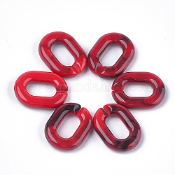 Anillos de enlace de acrílico, conectores de enlace rápido, para la fabricación de cadenas de joyería, estilo de imitación de piedras preciosas, oval, rojo, 24x18x5mm, agujero: 13x7 mm, aproximamente 380 unidades / 500 g