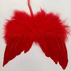 Plume d'aile d'ange mini poupée, avec corde de polyester, pour le bricolage moppet créations accessoires de photographie pour enfants accessoires de décoration, rouge, 120x100mm
