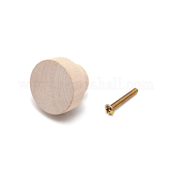 Undyed Natural Wooden Drawer Knobs, Flat Round Drawer Pulls Handle, with Iron Screw, for Home, Cabinet, Cupboard and Dresser, Golden, BurlyWood, 34.8x25.5mm, Hole: 3.2mm