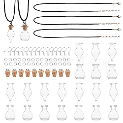 SUNNYCLUE 90Pcs DIY Glass Wishing Bottle Jewelry Sets Kits, Including 2 Styles Pendants, Waxed Cotton Cord, Brass Earring Hooks and Iron Jump Rings, Platinum