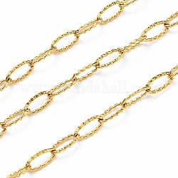304 cadenas portacables onduladas de acero inoxidable., soldada, con carrete, real 18k chapado en oro, 6.5x2.5x0.5mm, 10 m / rollo